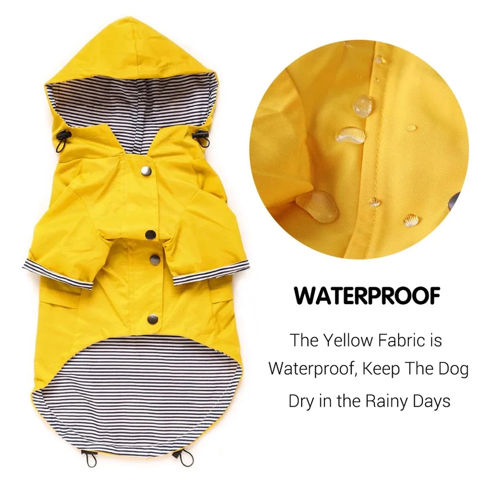 Waterproof Dog Raincoat with Removable Hoodie & Harness Opening