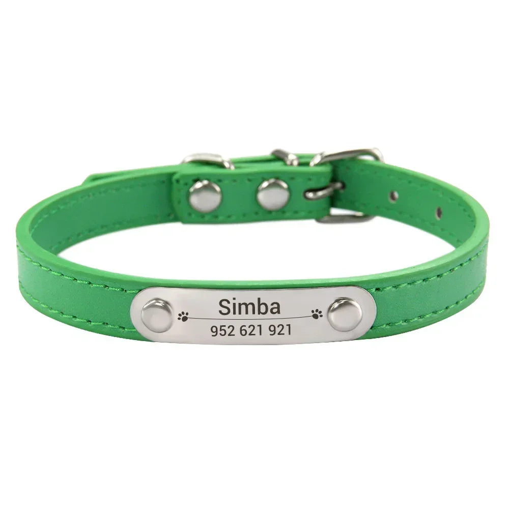 Personalized Leather ID Collar For Dogs & Cats