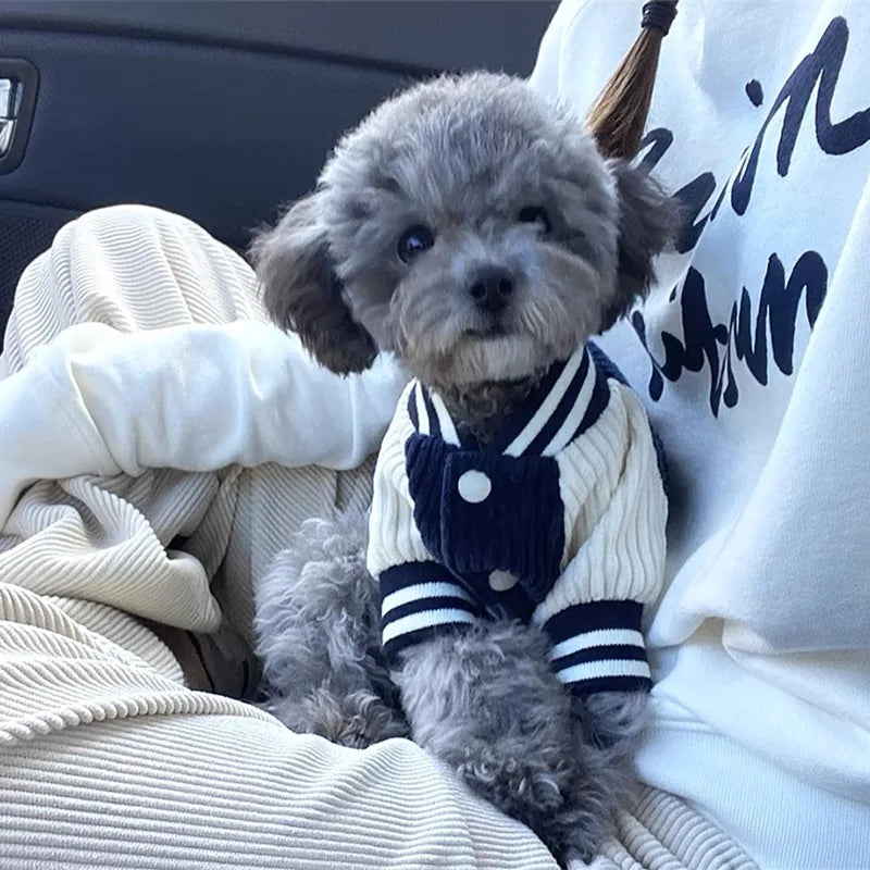 Striped Corduroy Baseball Jacket for Small Dogs & Cats