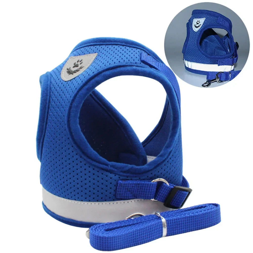 Adjustable Reflective Mesh Vest Harness & Leash Set for Cats & Small Dogs