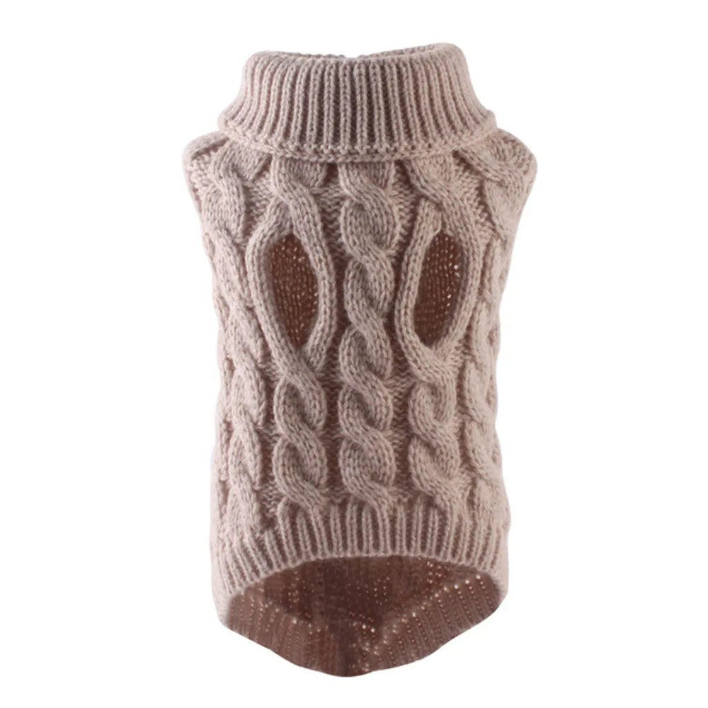 Solid Cable Knit Twist Dog Sweater – Autumn & Winter