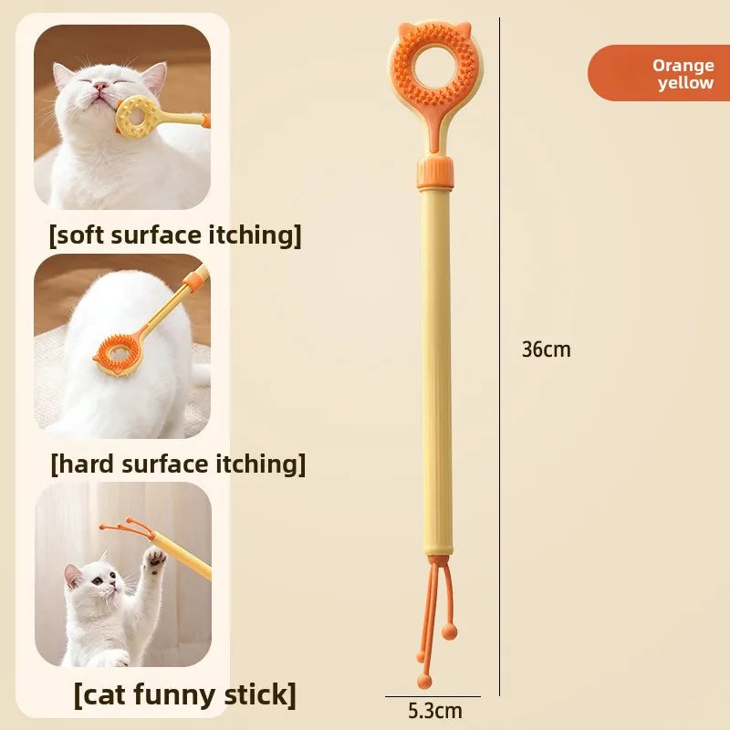 2-in-1 Retractable Cat Teaser & Massaging Toy