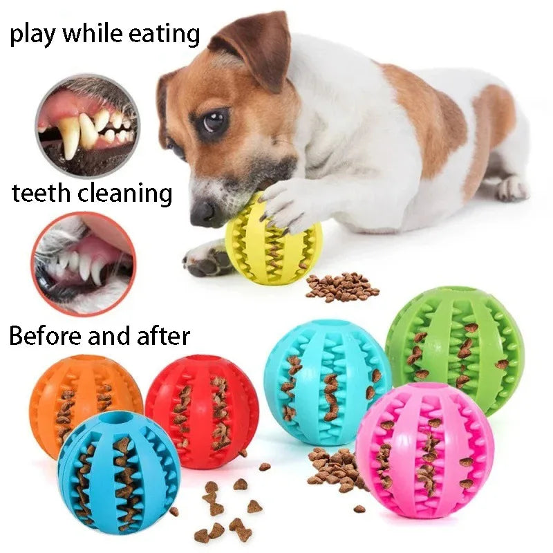 Natural Rubber Teeth Cleaning Treat Ball for Dogs