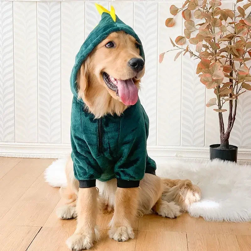 Animal Print Fleece Hoodie Pajamas for Medium & Large Dogs