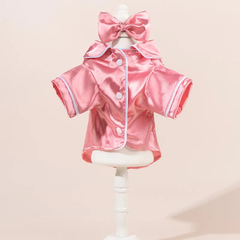 Dog Pajamas Set with Bow Headband