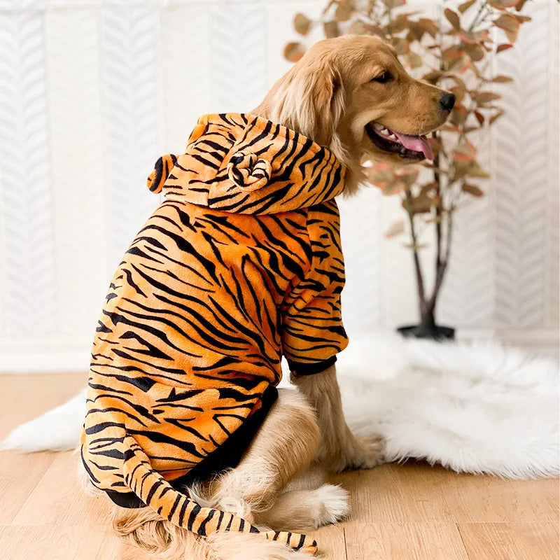 Animal Print Fleece Hoodie Pajamas for Medium & Large Dogs