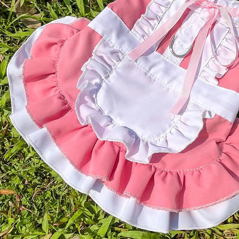 Maid Pet Dress with Leash Hook for Dogs & Cats