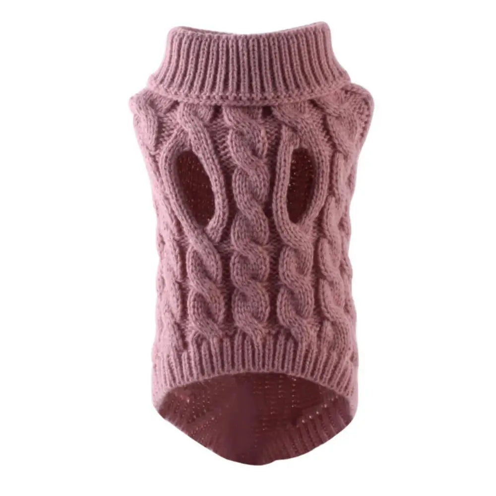Solid Cable Knit Twist Dog Sweater – Autumn & Winter