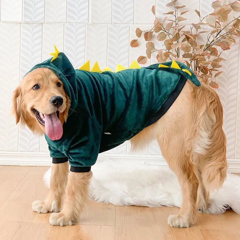Animal Print Fleece Hoodie Pajamas for Medium & Large Dogs