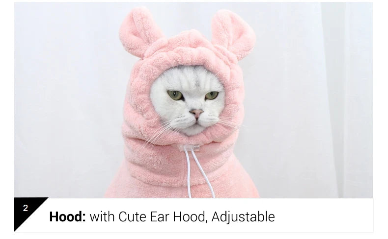 Super Absorbent Hooded Pet Bathrobe for Dogs & Cats