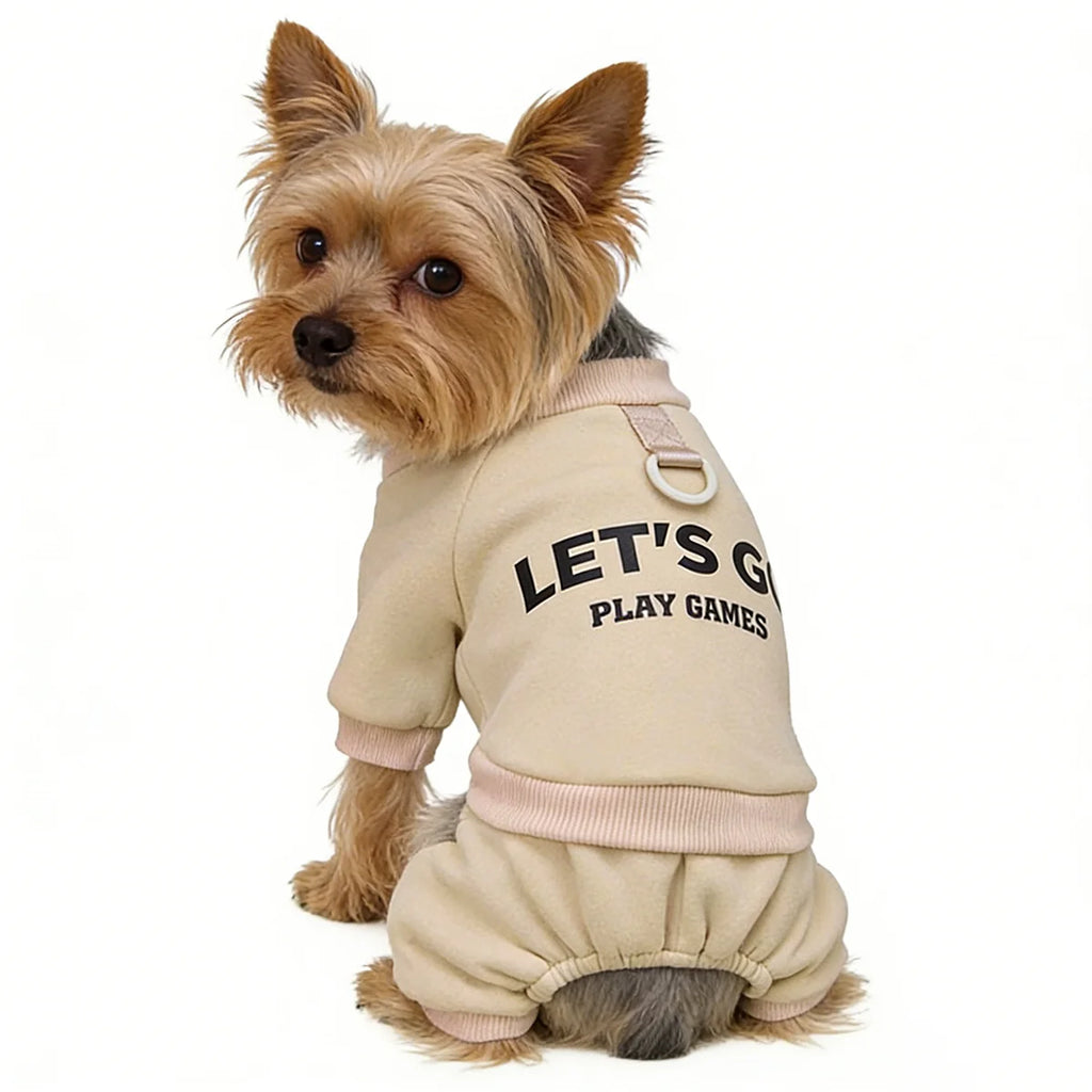 Warm Four-Legged Dog Pajamas with Leash D-Ring
