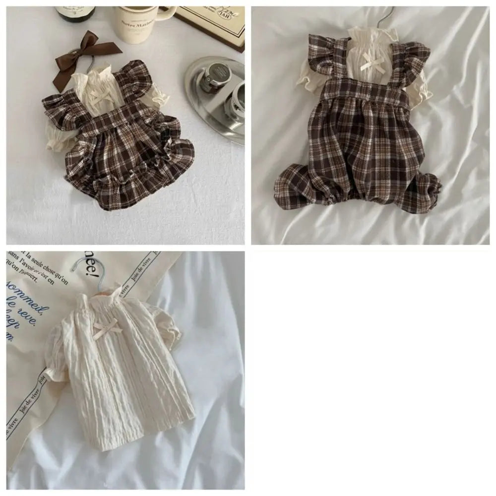 Vintage Plaid Flying Sleeve Dress For Your Fur Babies