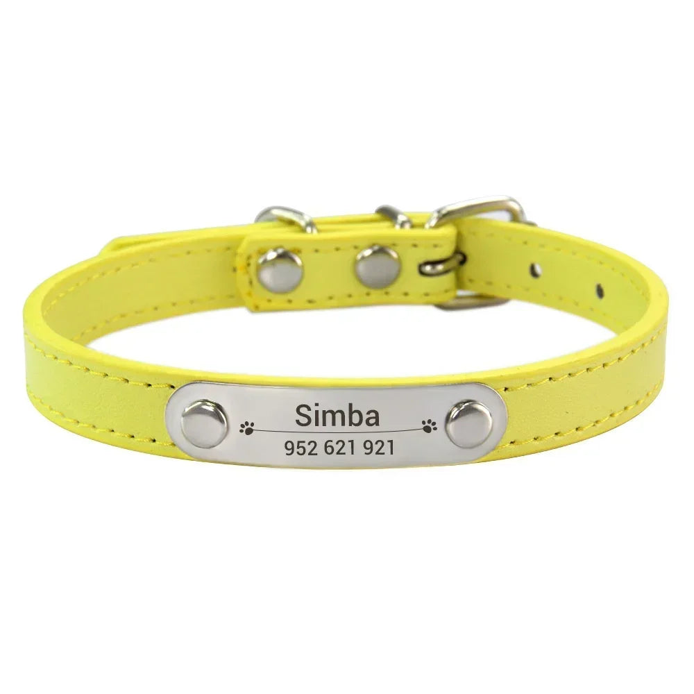 Personalized Leather ID Collar For Dogs & Cats