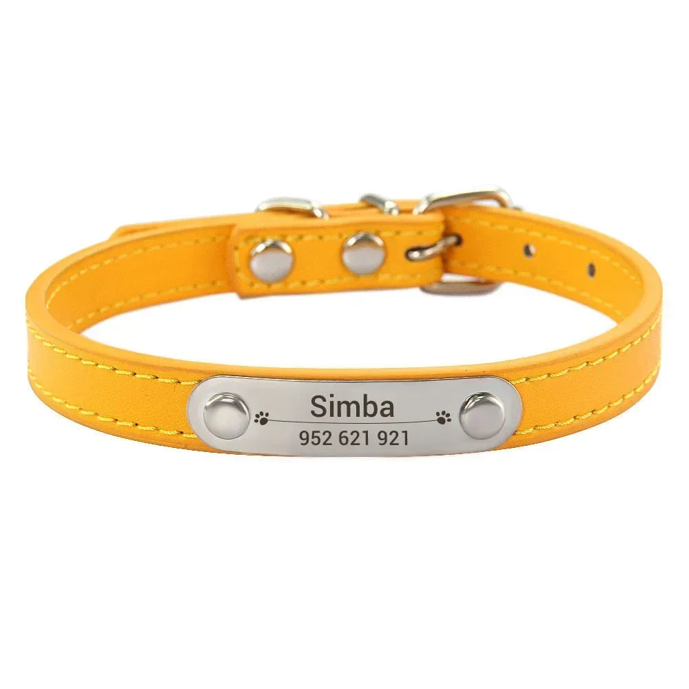Personalized Leather ID Collar For Dogs & Cats