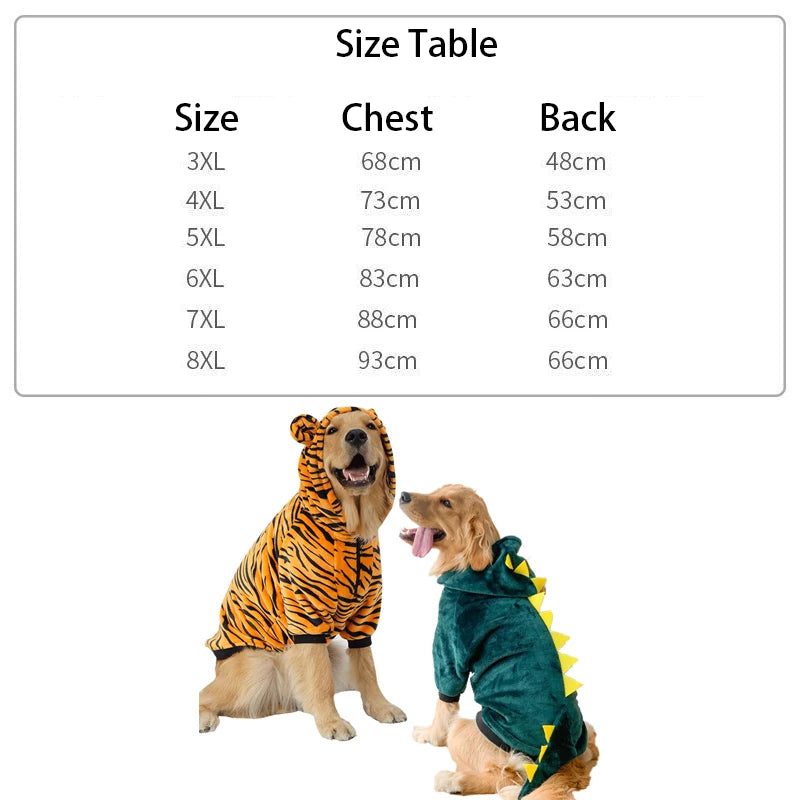 Animal Print Fleece Hoodie Pajamas for Medium & Large Dogs