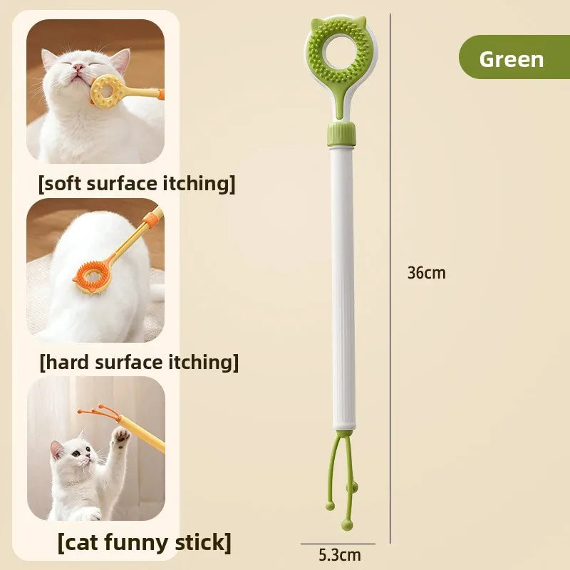 2-in-1 Retractable Cat Teaser & Massaging Toy