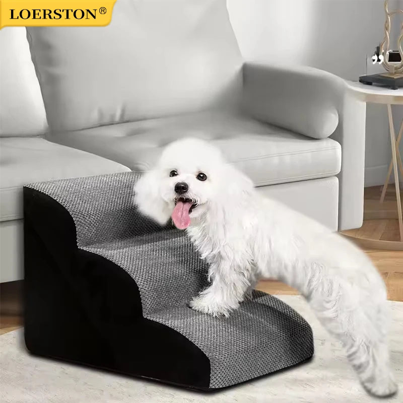 Memory Foam Pet Stairs with Non-Slip Steps