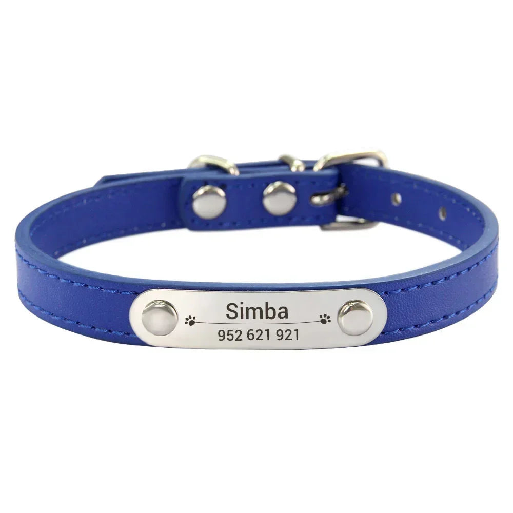 Personalized Leather ID Collar For Dogs & Cats