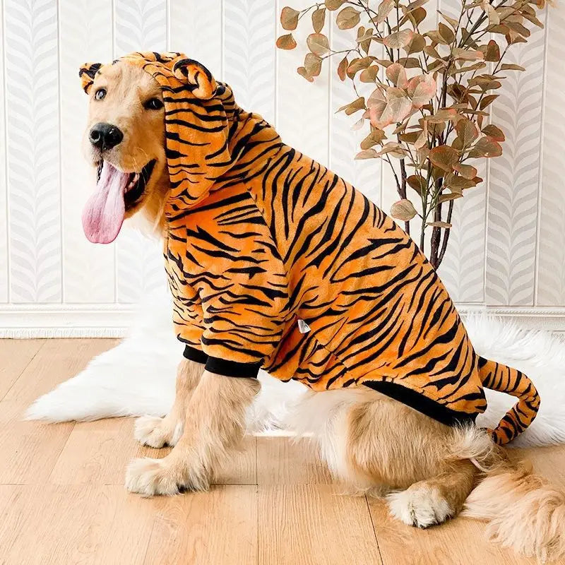 Animal Print Fleece Hoodie Pajamas for Medium & Large Dogs