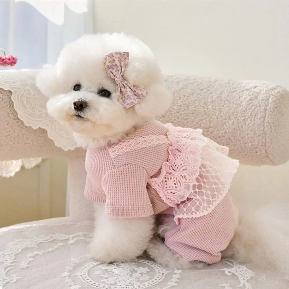 Waffle Lace Camisole Pet Jumpsuit
