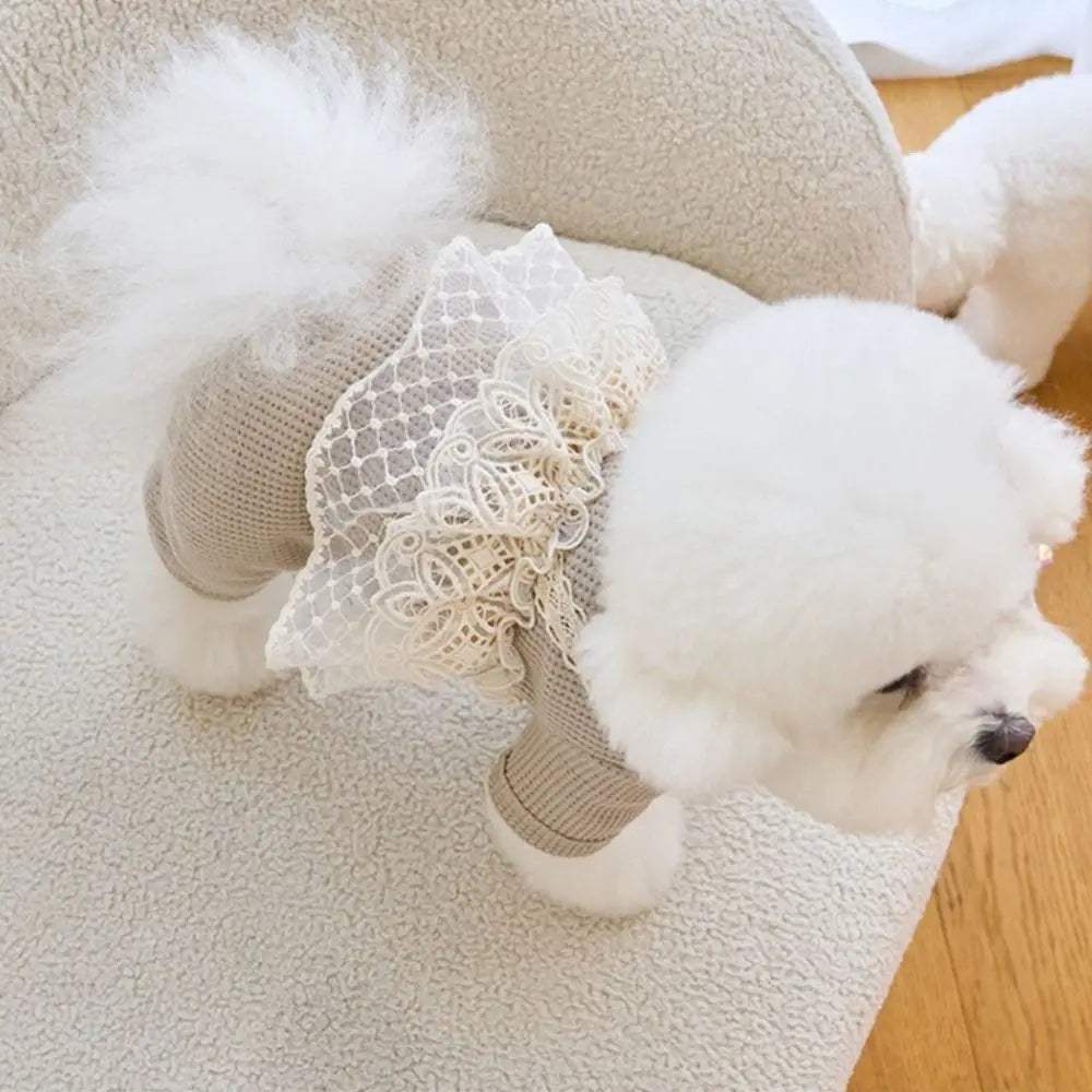 Waffle Lace Camisole Pet Jumpsuit