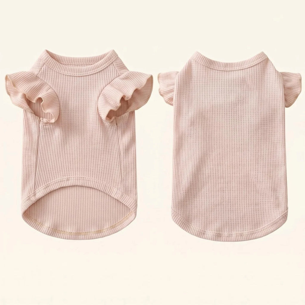 Cute Waffle Ruffle Sleeve Pet T-Shirt