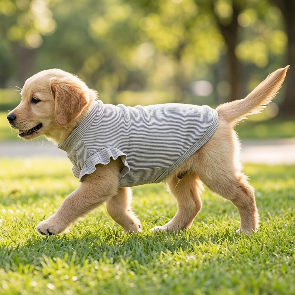 Cute Waffle Ruffle Sleeve Pet T-Shirt