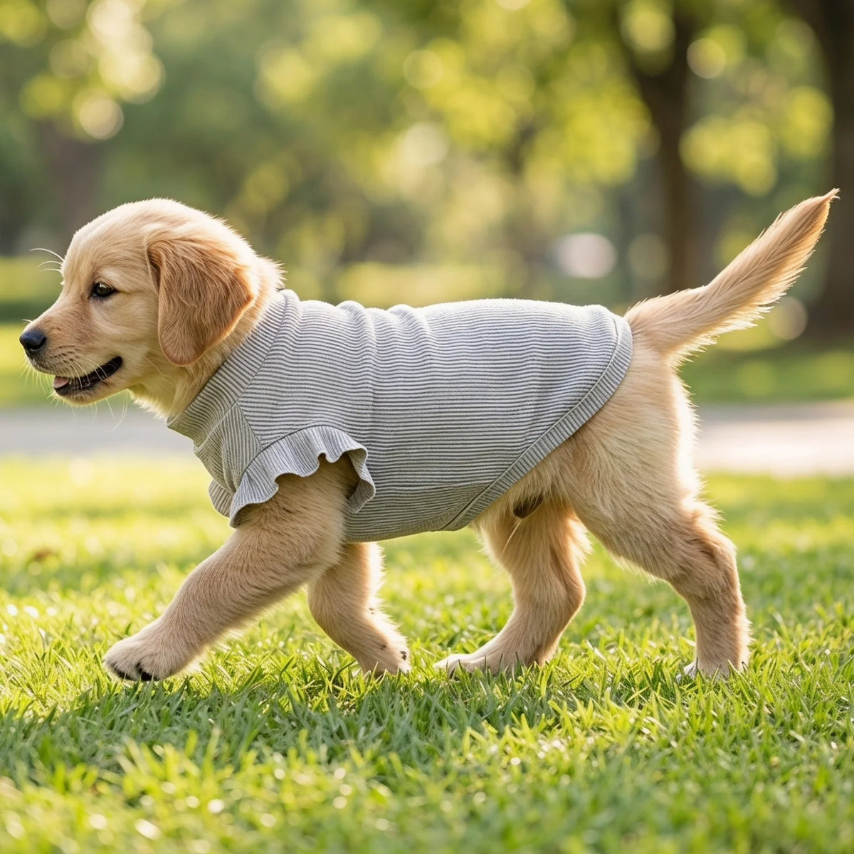 Cute Waffle Ruffle Sleeve Pet T-Shirt