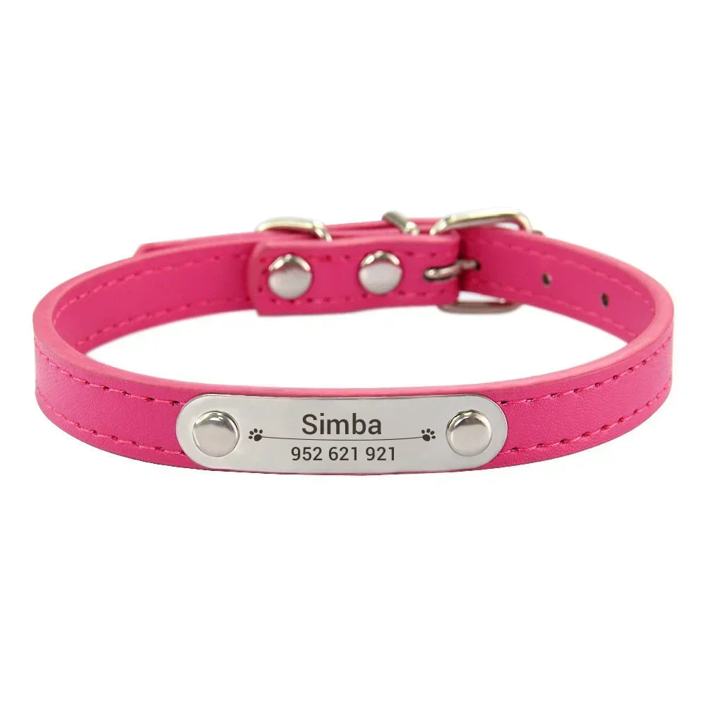 Personalized Leather ID Collar For Dogs & Cats