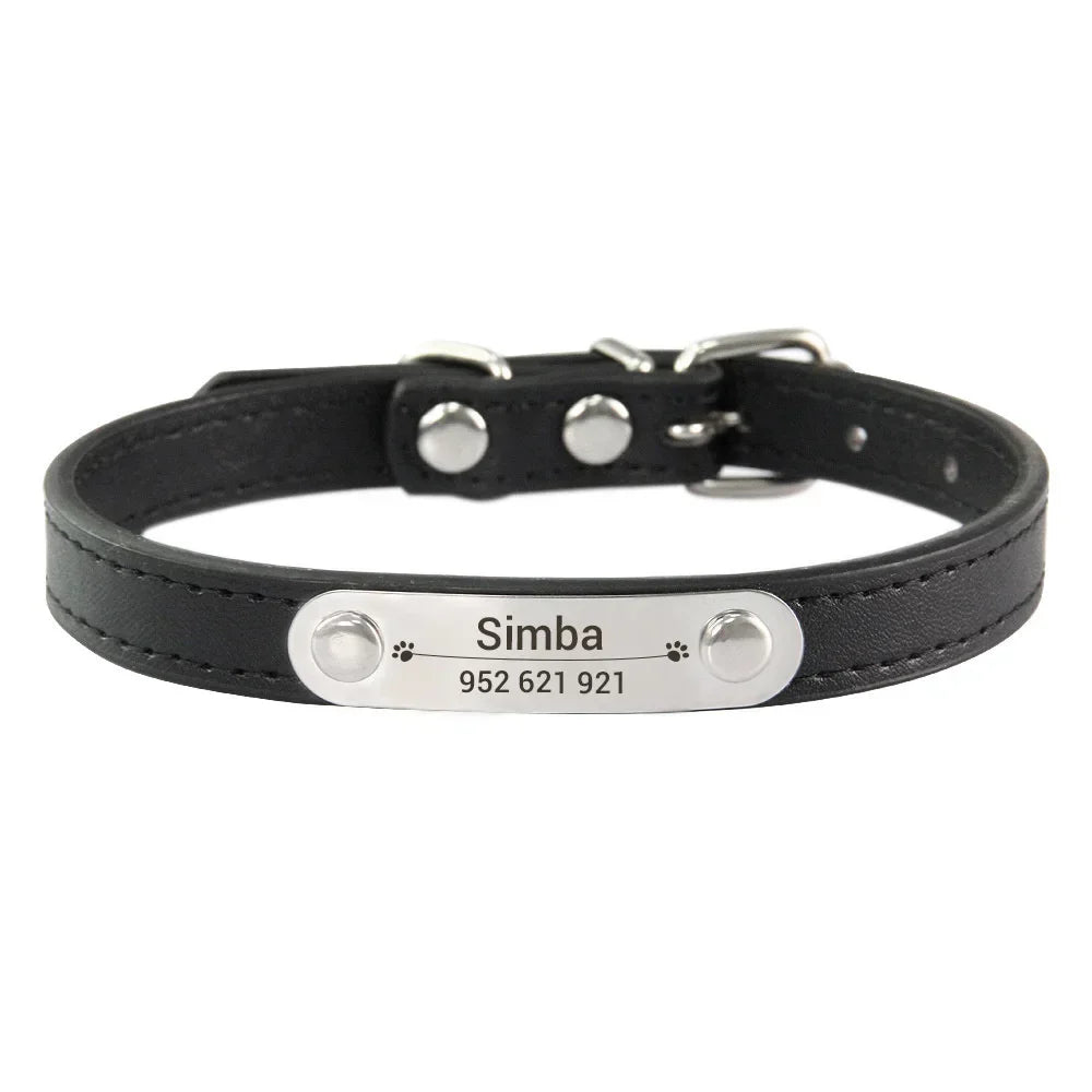 Personalized Leather ID Collar For Dogs & Cats