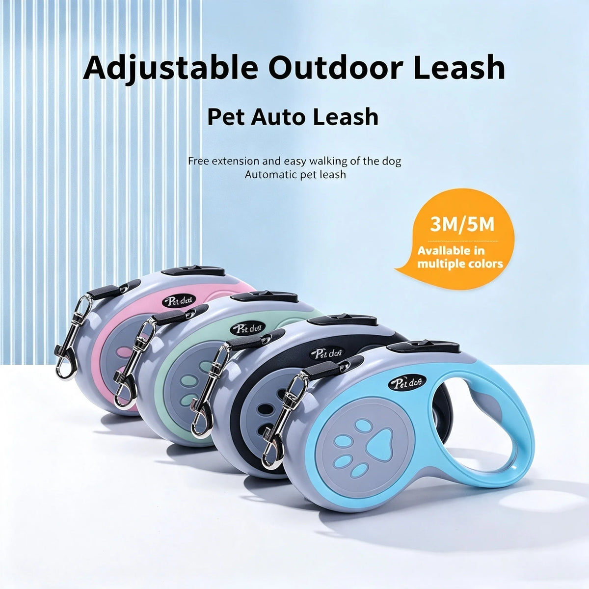 Retractable Nylon Dog Leash – 3m & 5m | All Breeds