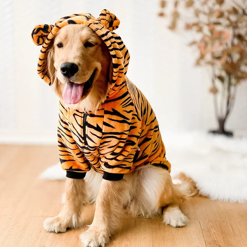 Animal Print Fleece Hoodie Pajamas for Medium & Large Dogs