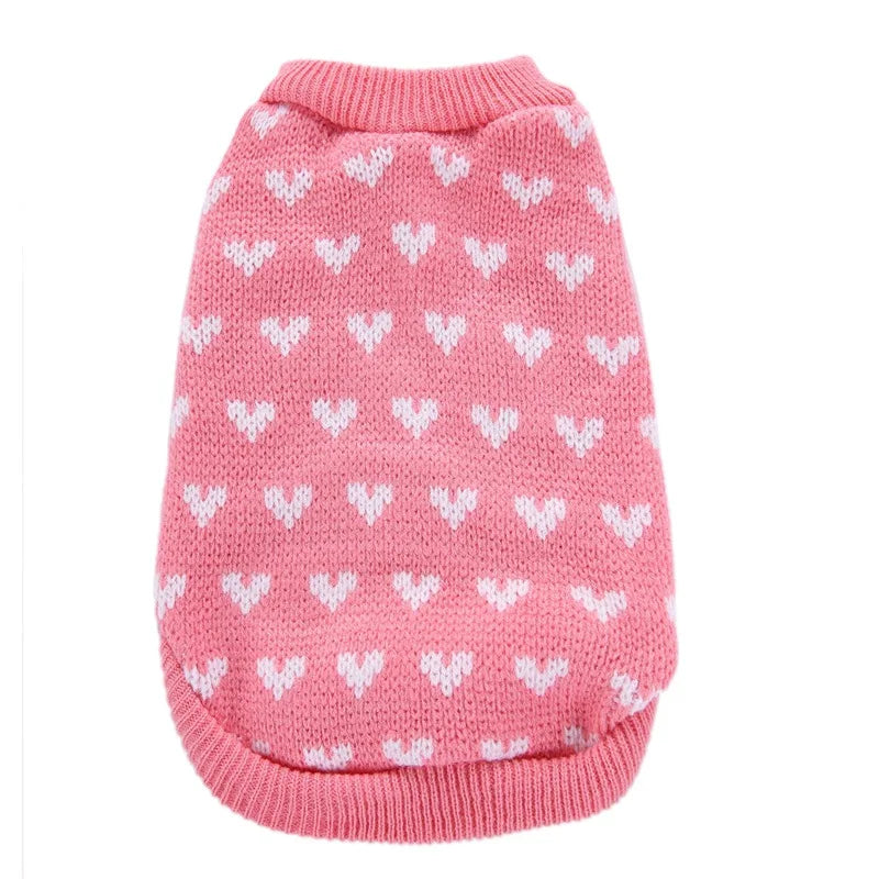 Cute Heart Knit Sweater Round Neck Slim fit For small, Medium, and Large Dogs & Cats