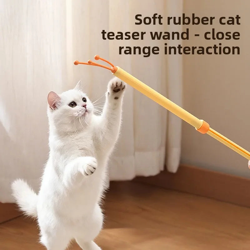 2-in-1 Retractable Cat Teaser & Massaging Toy