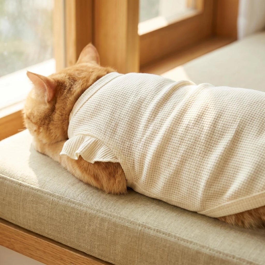 Cute Waffle Ruffle Sleeve Pet T-Shirt