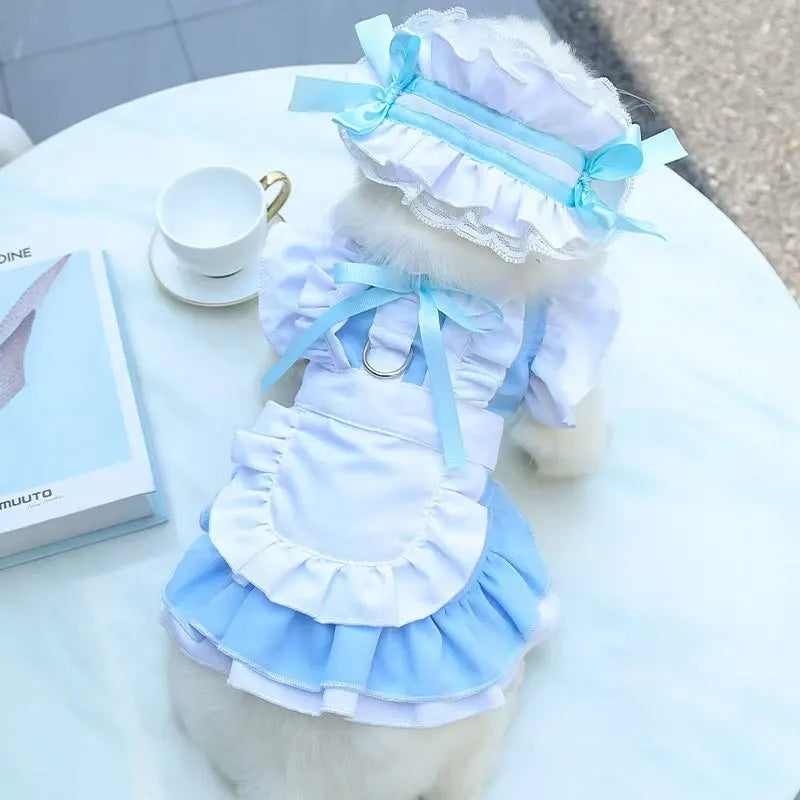 Maid Pet Dress with Leash Hook for Dogs & Cats