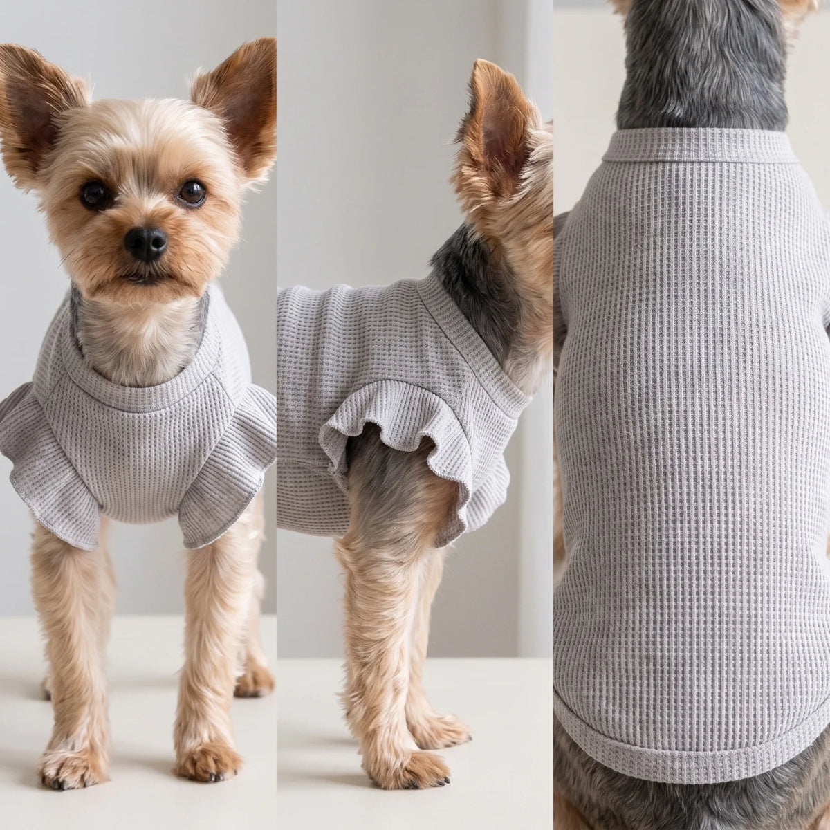 Cute Waffle Ruffle Sleeve Pet T-Shirt