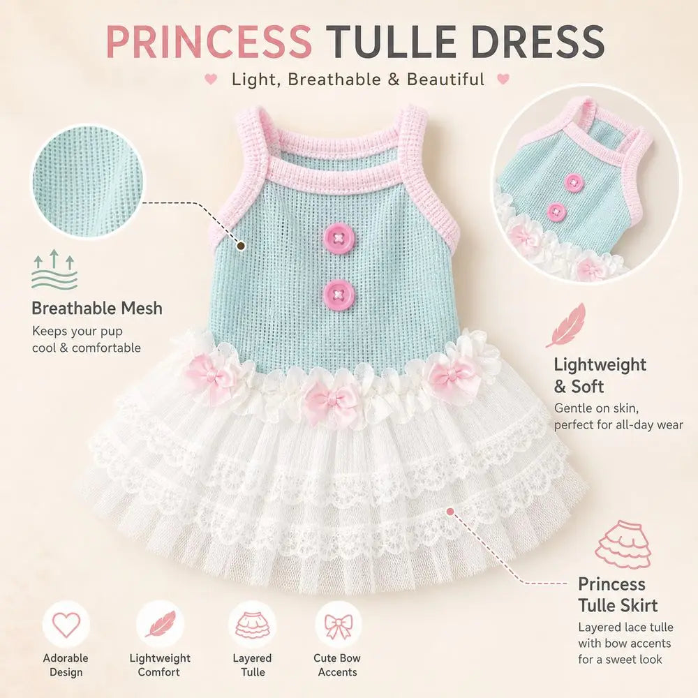 New Soft Tulle Princess Lace Dress For Pets