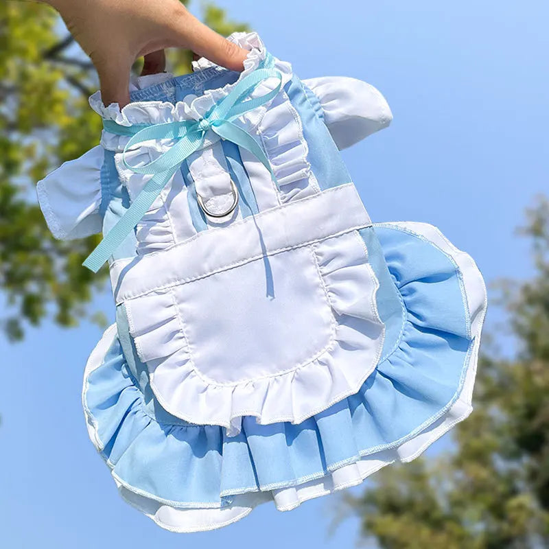 Maid Pet Dress with Leash Hook for Dogs & Cats