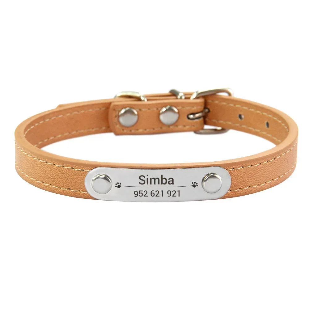 Personalized Leather ID Collar For Dogs & Cats