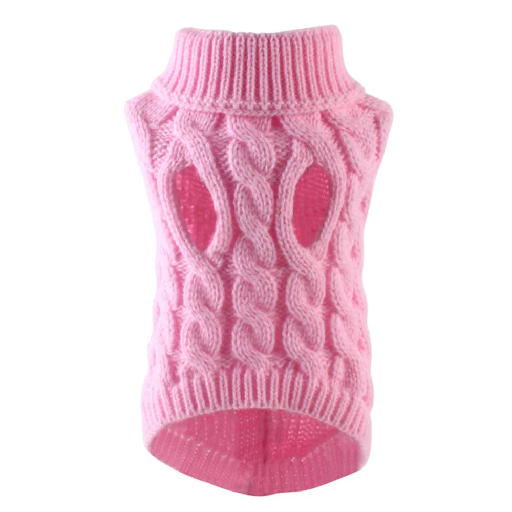 Solid Cable Knit Twist Dog Sweater – Autumn & Winter