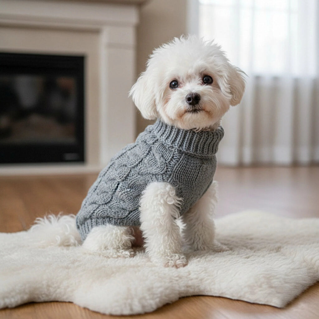 Cable Knit Striped Dog Sweater – All-Season Pet Knitwear