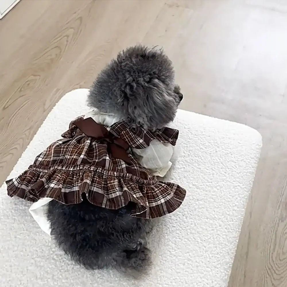 Vintage Plaid Flying Sleeve Dress For Your Fur Babies