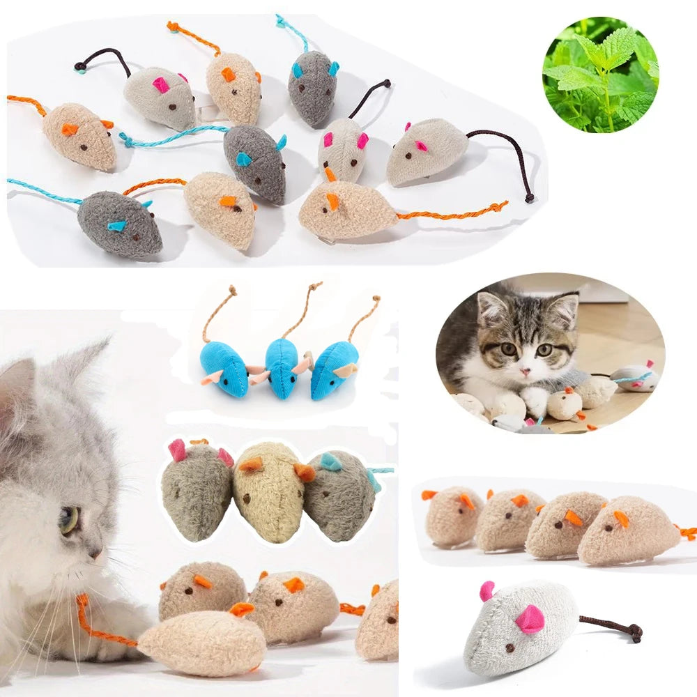 Bulk Cat Mouse Toys with Catnip & Feathers