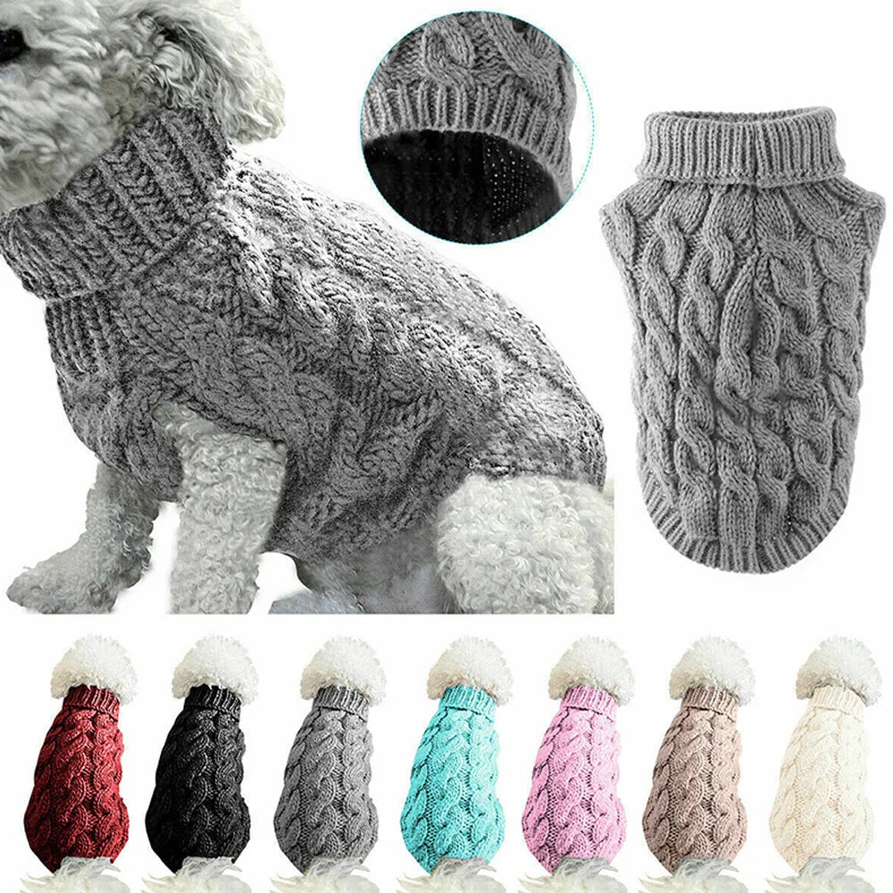 Cable Knit Striped Dog Sweater – All-Season Pet Knitwear