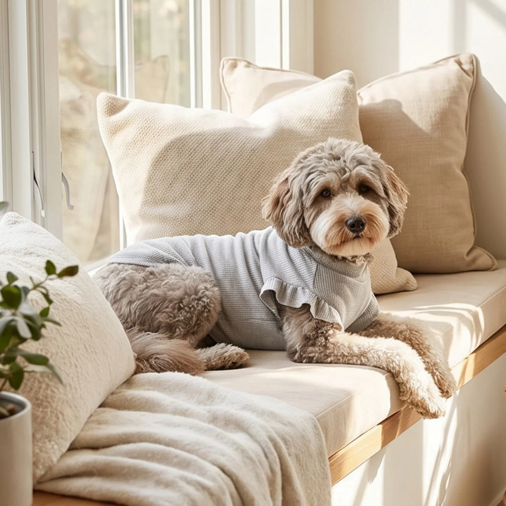 Cute Waffle Ruffle Sleeve Pet T-Shirt