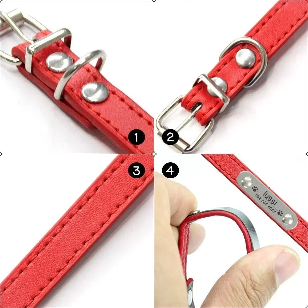 Personalized Leather ID Collar For Dogs & Cats