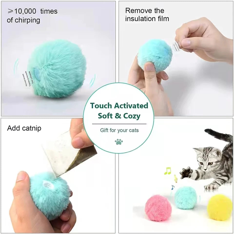 Smart Touch-Activated Sound Cat Toy Ball with Catnip