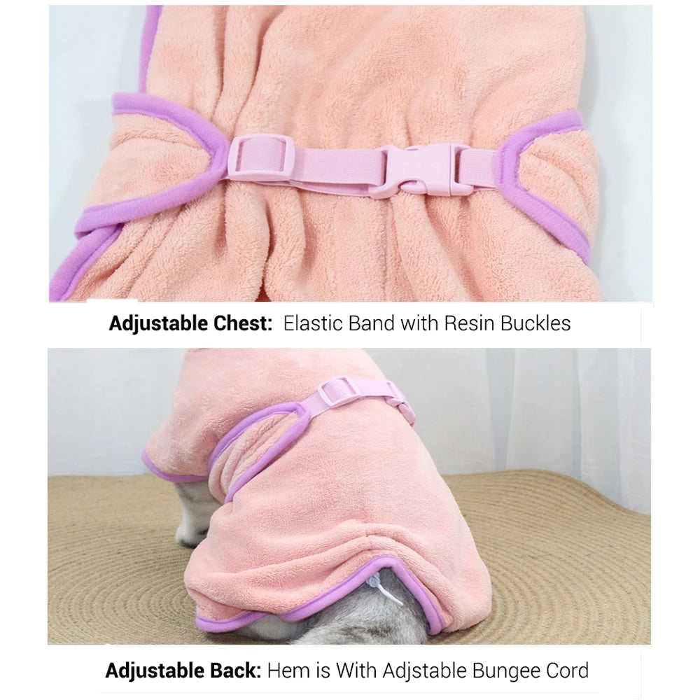 Super Absorbent Hooded Pet Bathrobe for Dogs & Cats