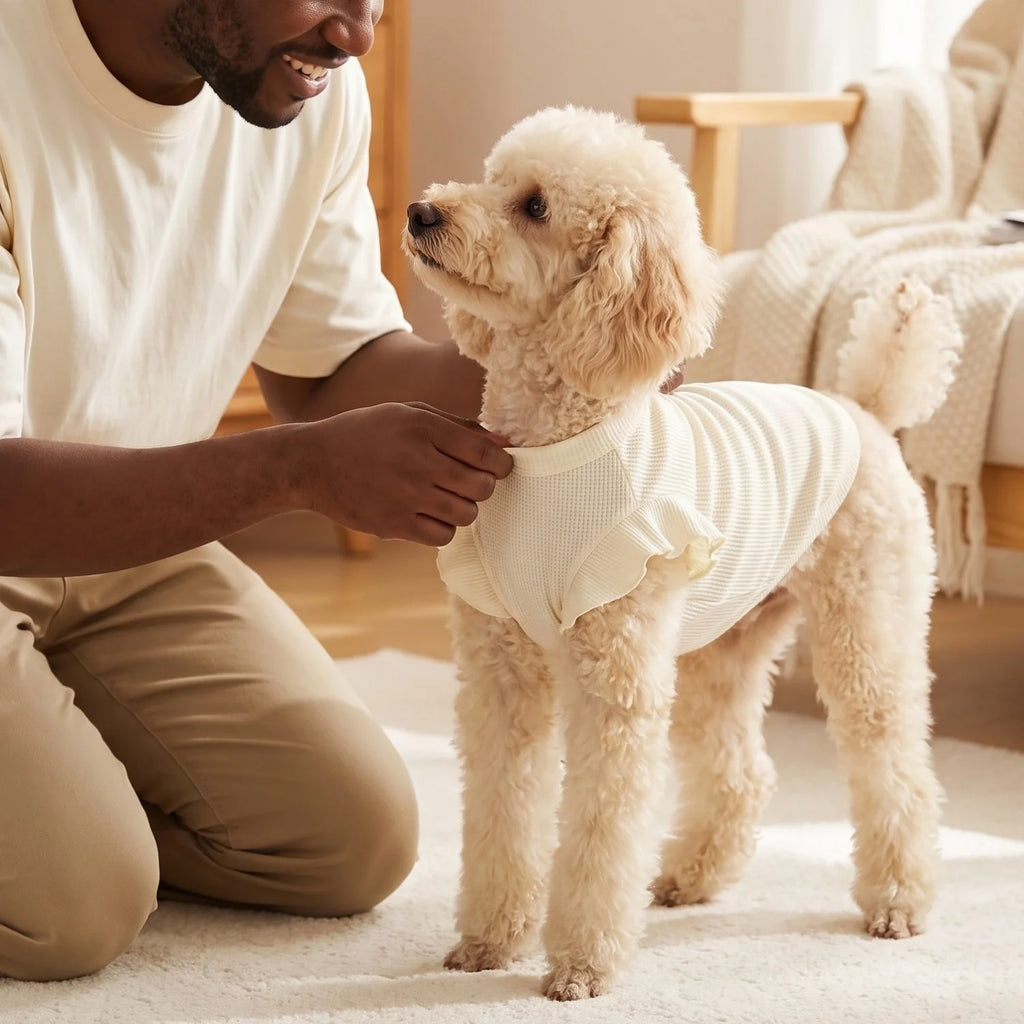 Cute Waffle Ruffle Sleeve Pet T-Shirt